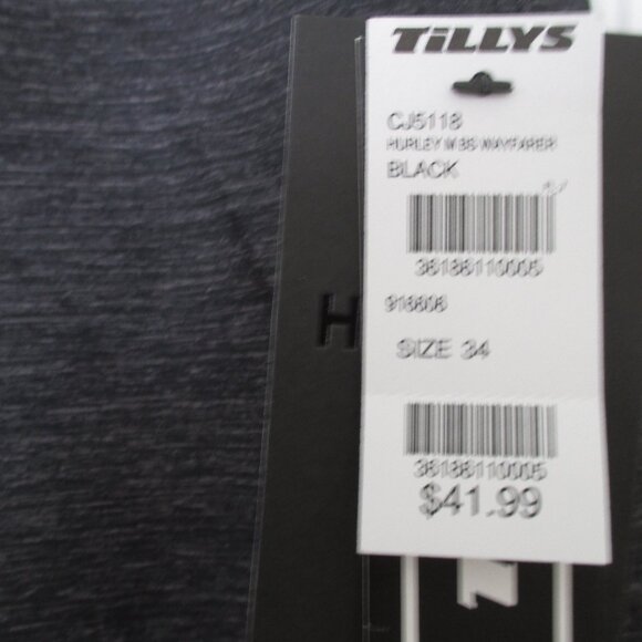 Hurley Mens Charcoal Drawstring Swim Board Short w/Velcro Rear Pocket NWT - 34W - Picture 3 of 7